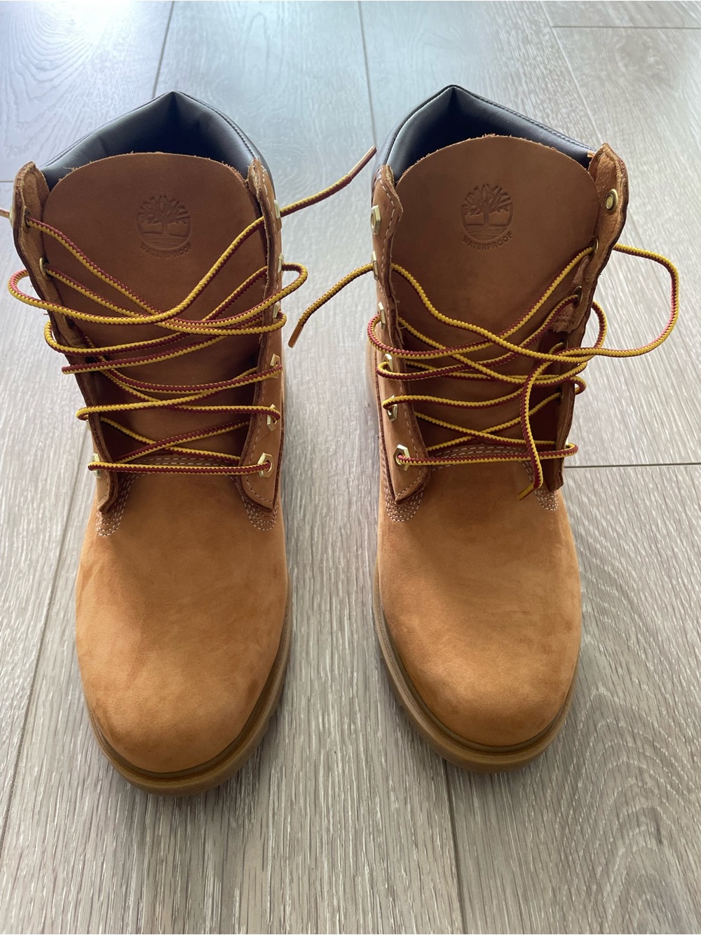 Timberland Wheat/Tan Nubuck Lace-Up Boot with Black Collar - Picture 5 of 11